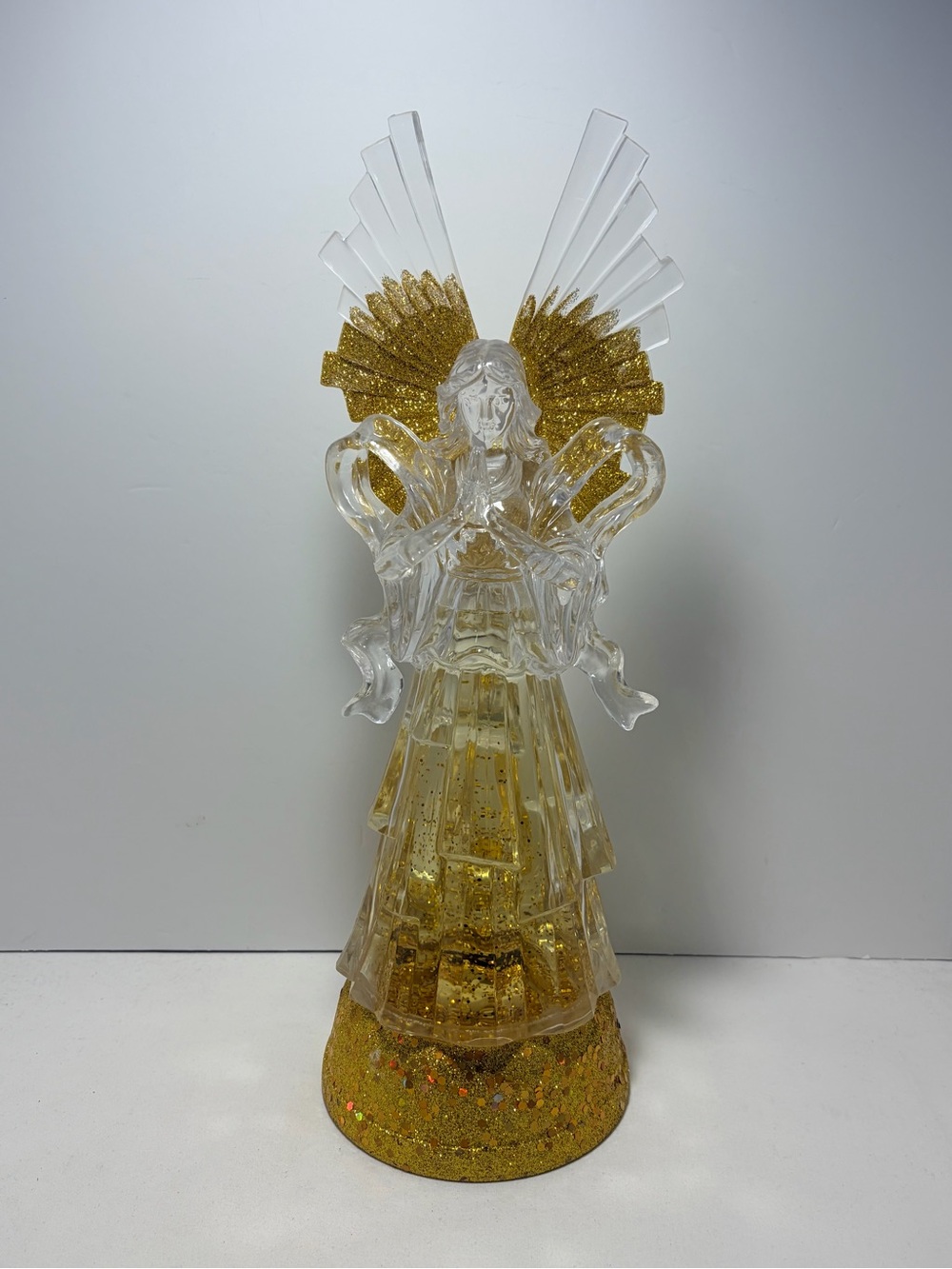 Christmas LED Angel Gold Swirling Glitter Snow Globe